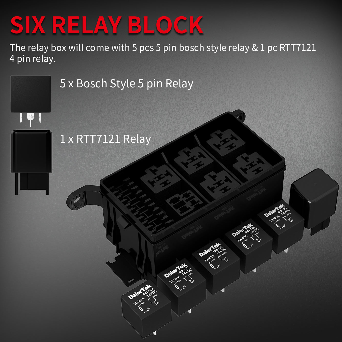 RB-R6F6-RF 6 Way Fuse and Relay Box with Six Relay Block