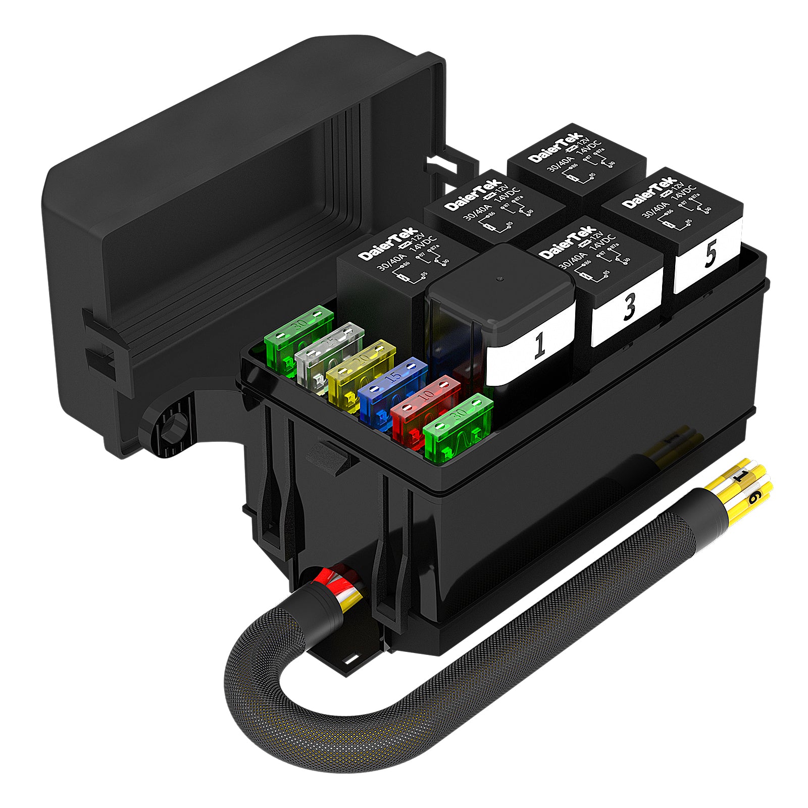 Universal Automotive 12V 6-Way Pre-wired Fuse and Relay Box – DAIER