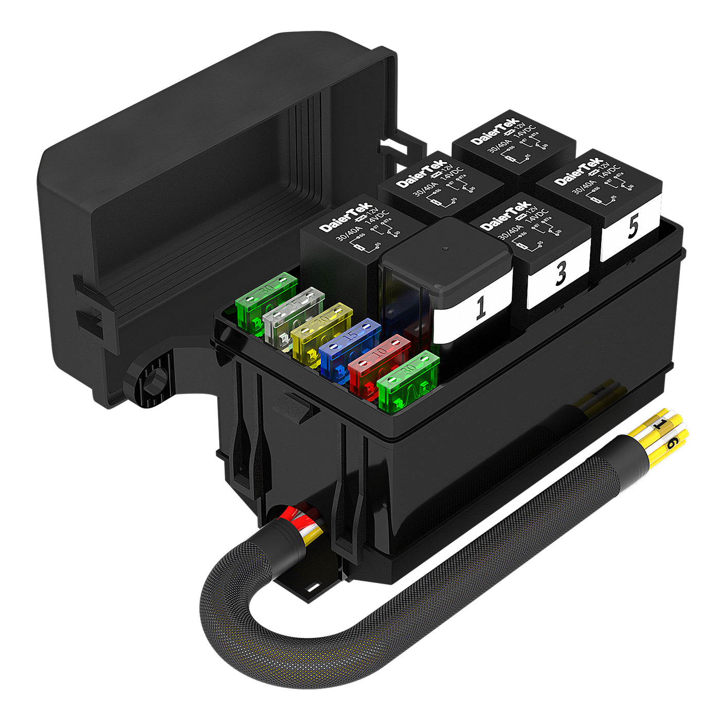 RB-R6F6-W1 6-Way Pre-wired Fuse and Relay Box