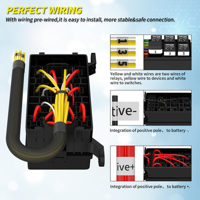 RB-R6F6-W1 6-Way Pre-wired Fuse and Relay Box Perfect Wiring