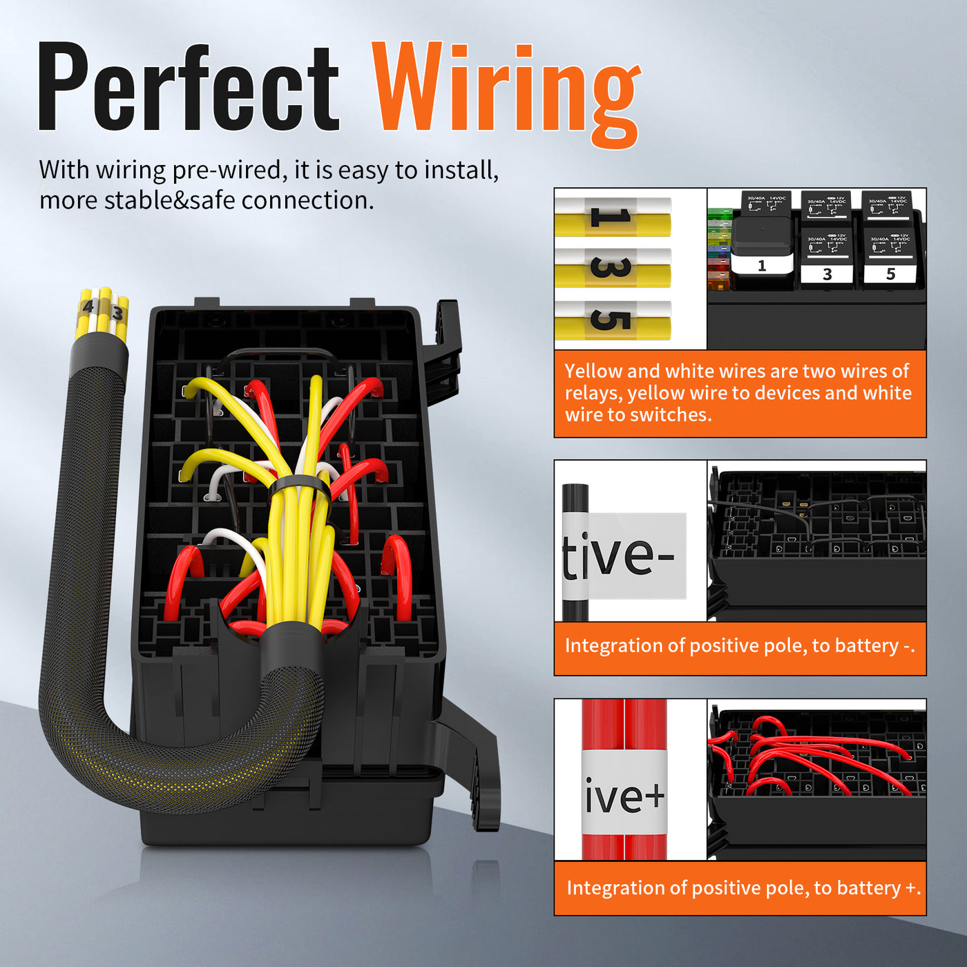 Universal Automotive 12V 6-Way Pre-wired Fuse and Relay Box