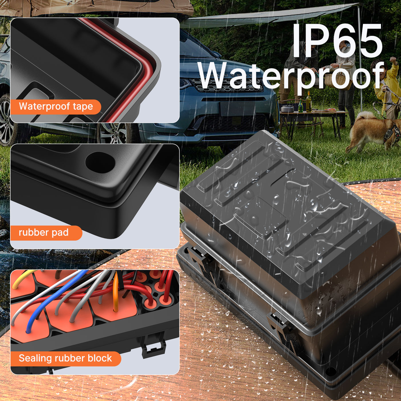 RB-R6F6S-W1 12V IP65 Waterproof 6 Way Fuse Relay Box Kit