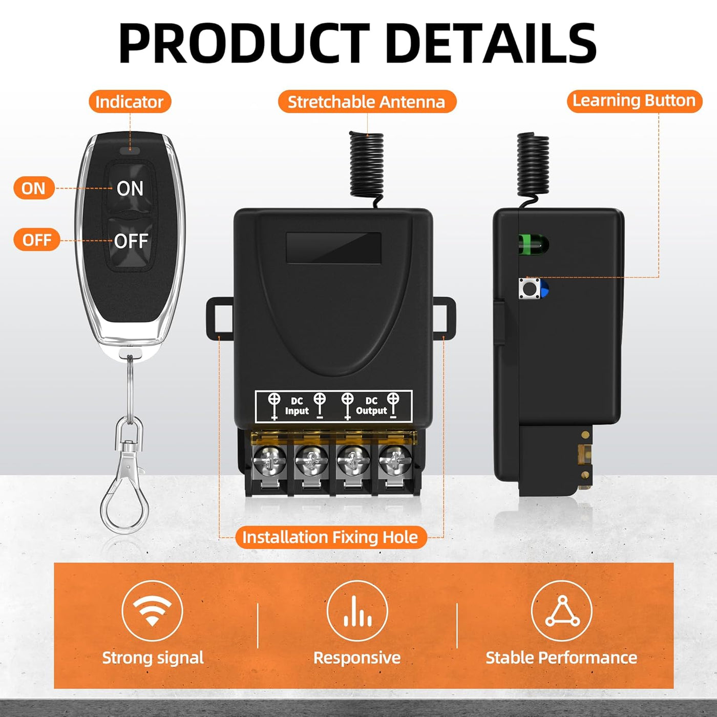 433Mhz RF ON-OFF DC8-86V 30A Relay Wireless Remote Control Switch – DAIER