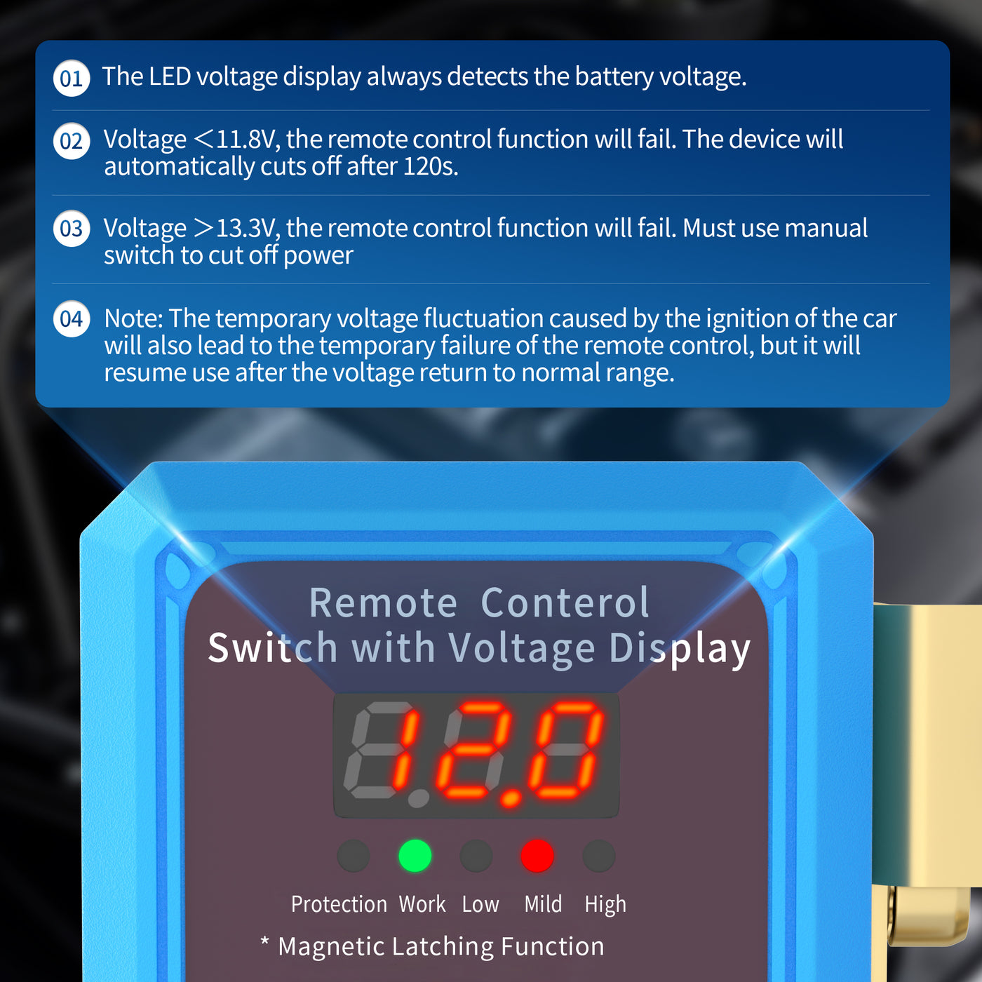 12V/24V 240A ON-OFF Remote Control Battery Switch with LED Voltage Dis ...