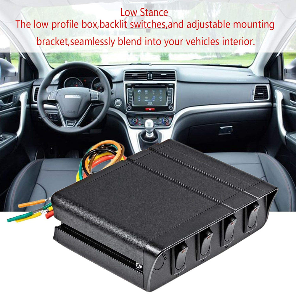 DC 12V/24V 20A SPST 4 Gang Rocker Switch Box Kit with Dot LED – DAIER