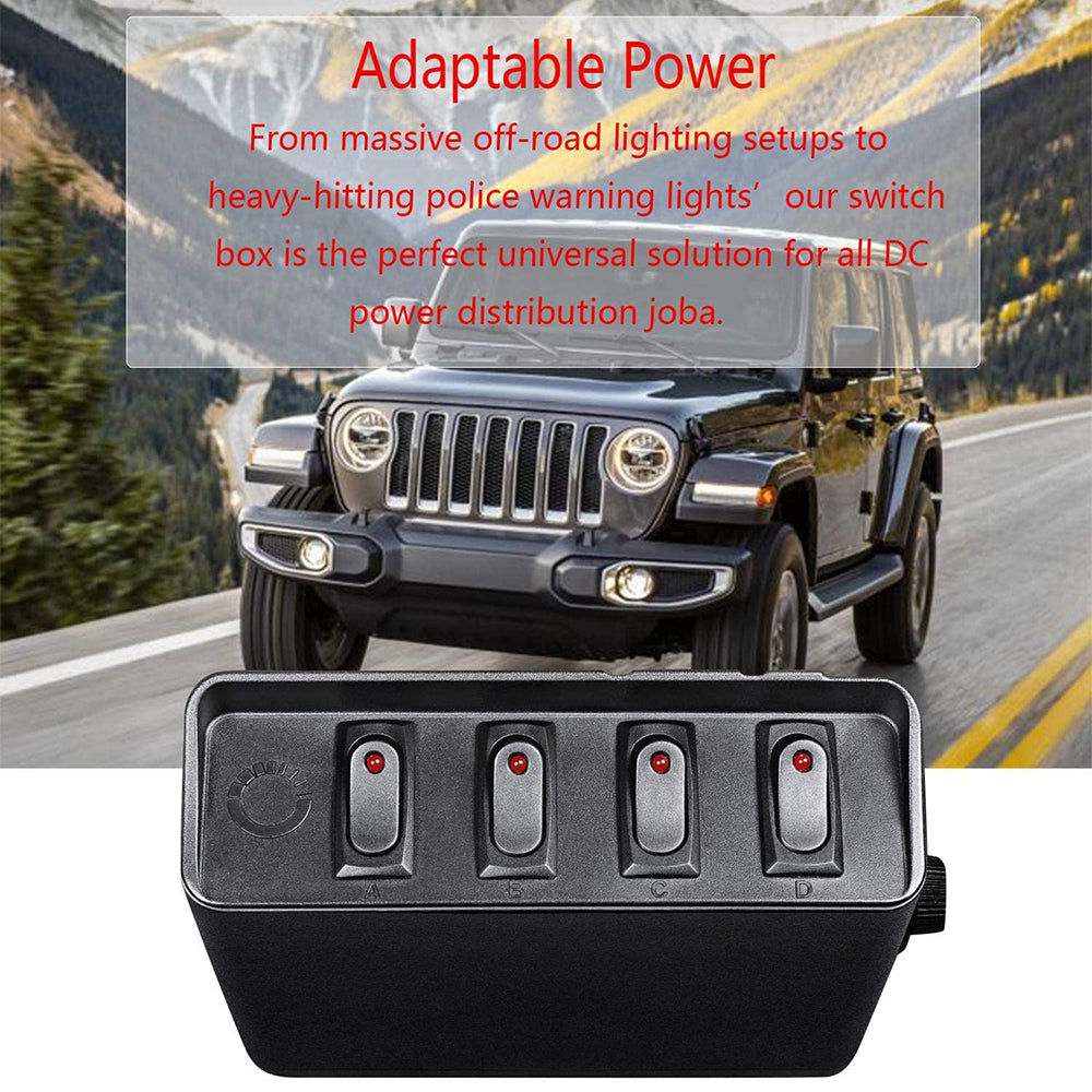 DC 12V/24V 20A SPST 4 Gang Rocker Switch Box Kit with Dot LED – DAIER