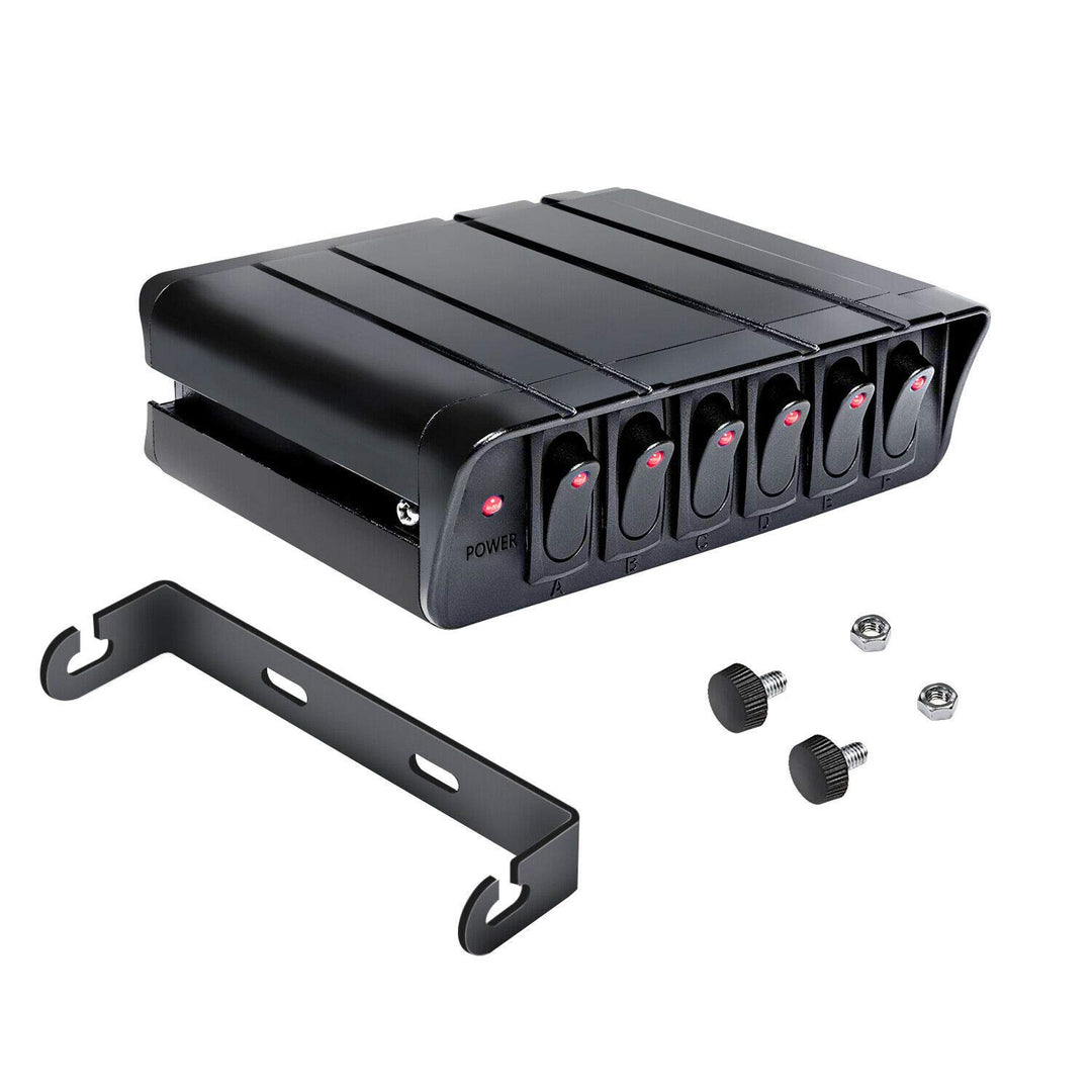 DC 12V/24V SPST ON OFF 6 Gang Rocker Switch Box with Dot LED – DAIER