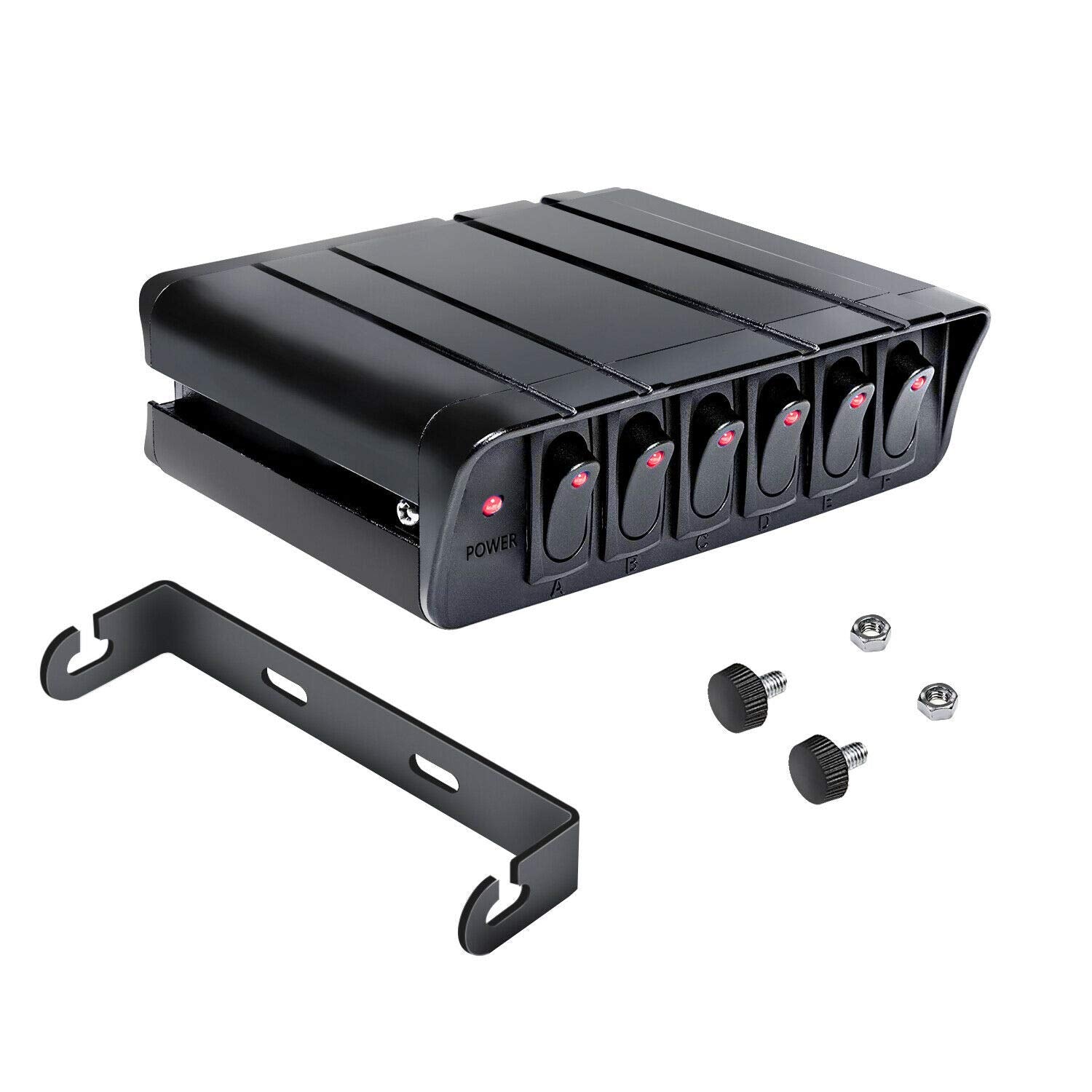 DC 12V/24V SPST ON OFF 6 Gang Rocker Switch Box with Dot LED – DAIER