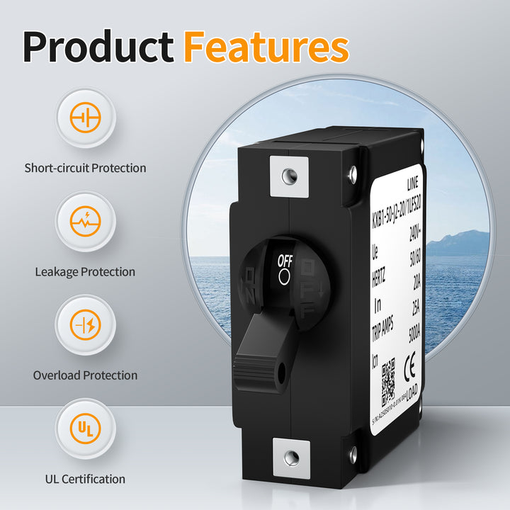 20 Amp Single Pole Circuit Breaker 80V DC / 240V AC Hydraulic