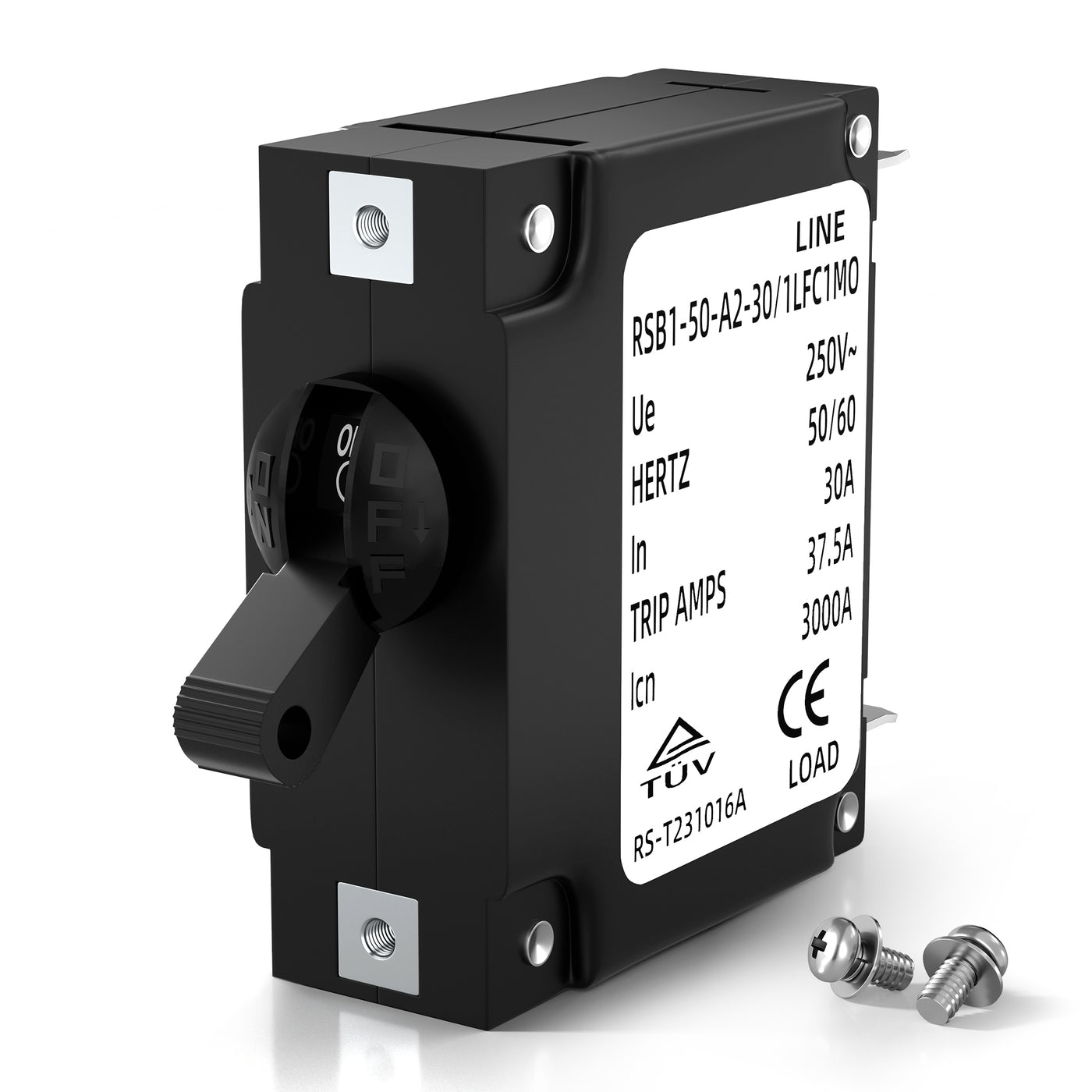 30 Amp Single Pole Circuit Breaker 80V DC / 240V AC Hydraulic Magnetic Panel Mount with Toggle