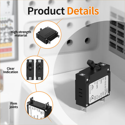 30 Amp Single Pole Circuit Breaker 80V DC / 240V AC Hydraulic Magnetic Panel Mount with Toggle