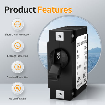 30 Amp Single Pole Circuit Breaker 80V DC / 240V AC Hydraulic Magnetic Panel Mount with Toggle