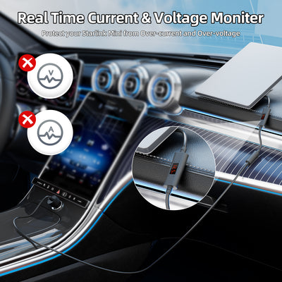 Starlink Mini DC to DC Female Adapter with Digital Volt/Amp Display | Power Cable with Over-Voltage Protection