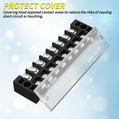 TB-2508 Dual Row 8 Posistion Terminal Strip with Protect Cover