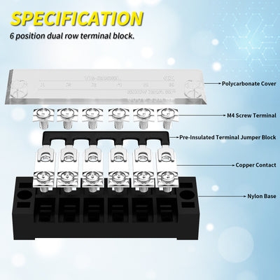 TB-3506 Dual Row 6 Position Terminal Block Specification