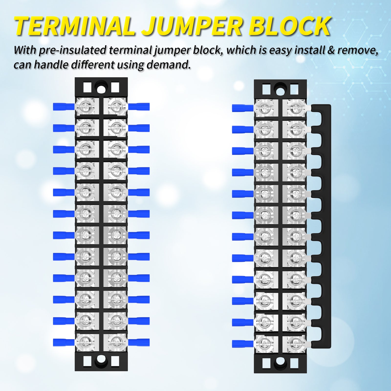 2 Sets 35A 600V Dual Row 12 Position Terminal Jumper Block with Termin ...