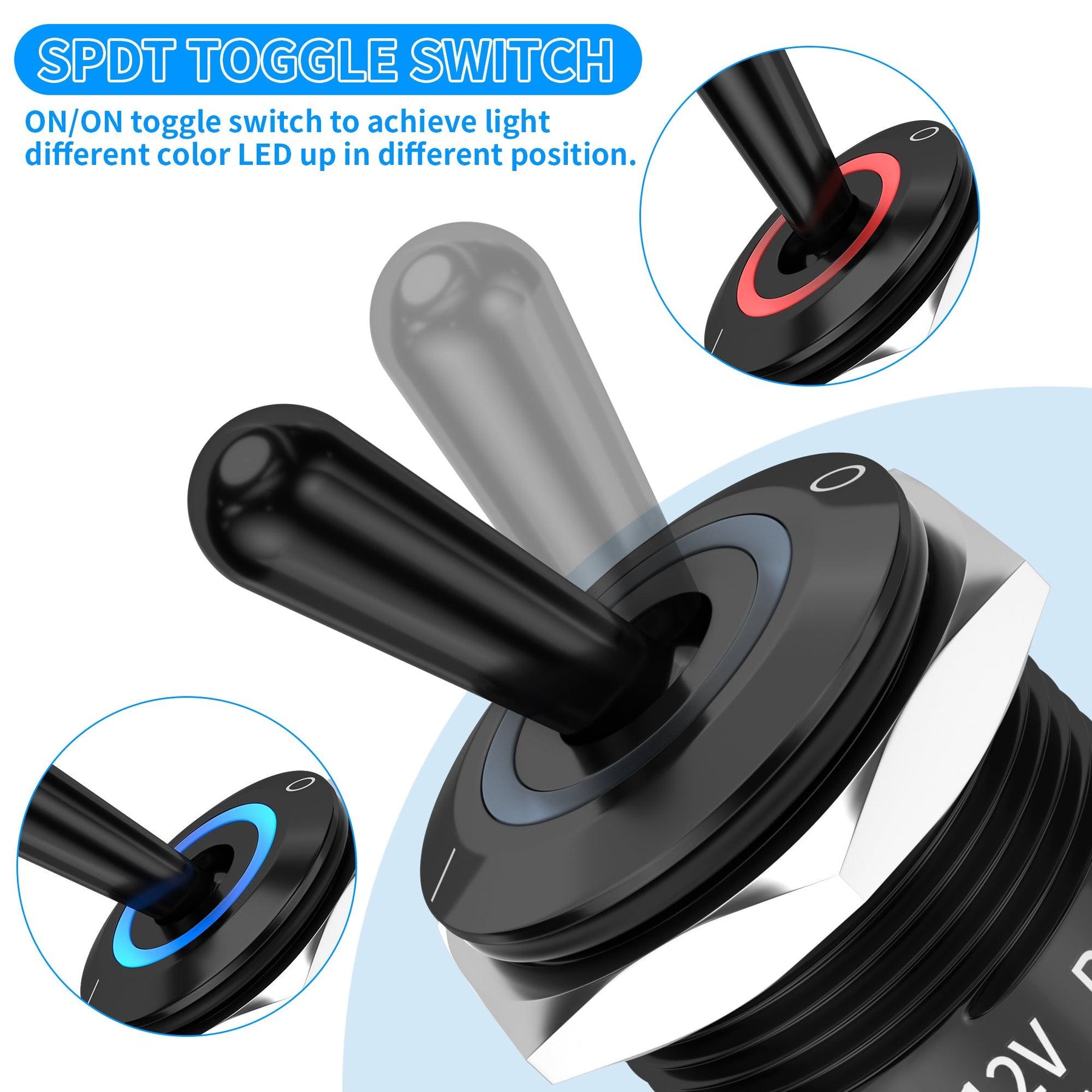16mm 12V RGB ON ON 7 Pin Waterproof Lighted Toggle Switch – DAIER