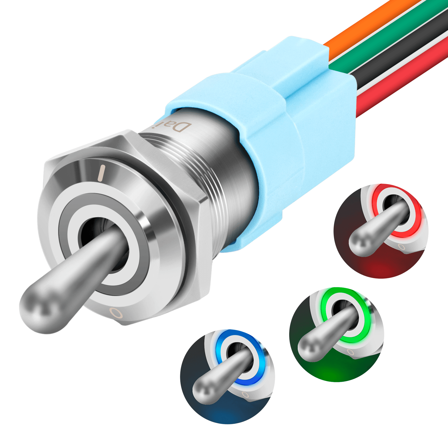 16mm 12V RGB ON ON 7 Pin Waterproof Lighted Toggle Switch – DAIER