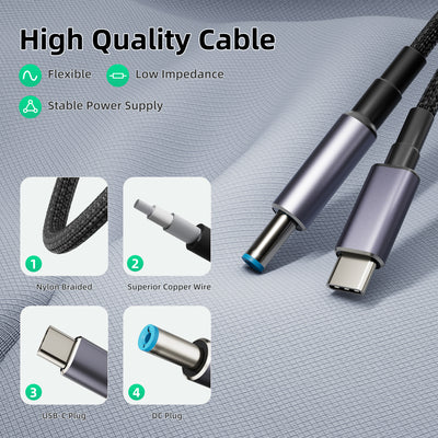 Starlink Mini USB C to DC Woven Charge Cable for 140W Power Supply - 5.9FT/1.8M