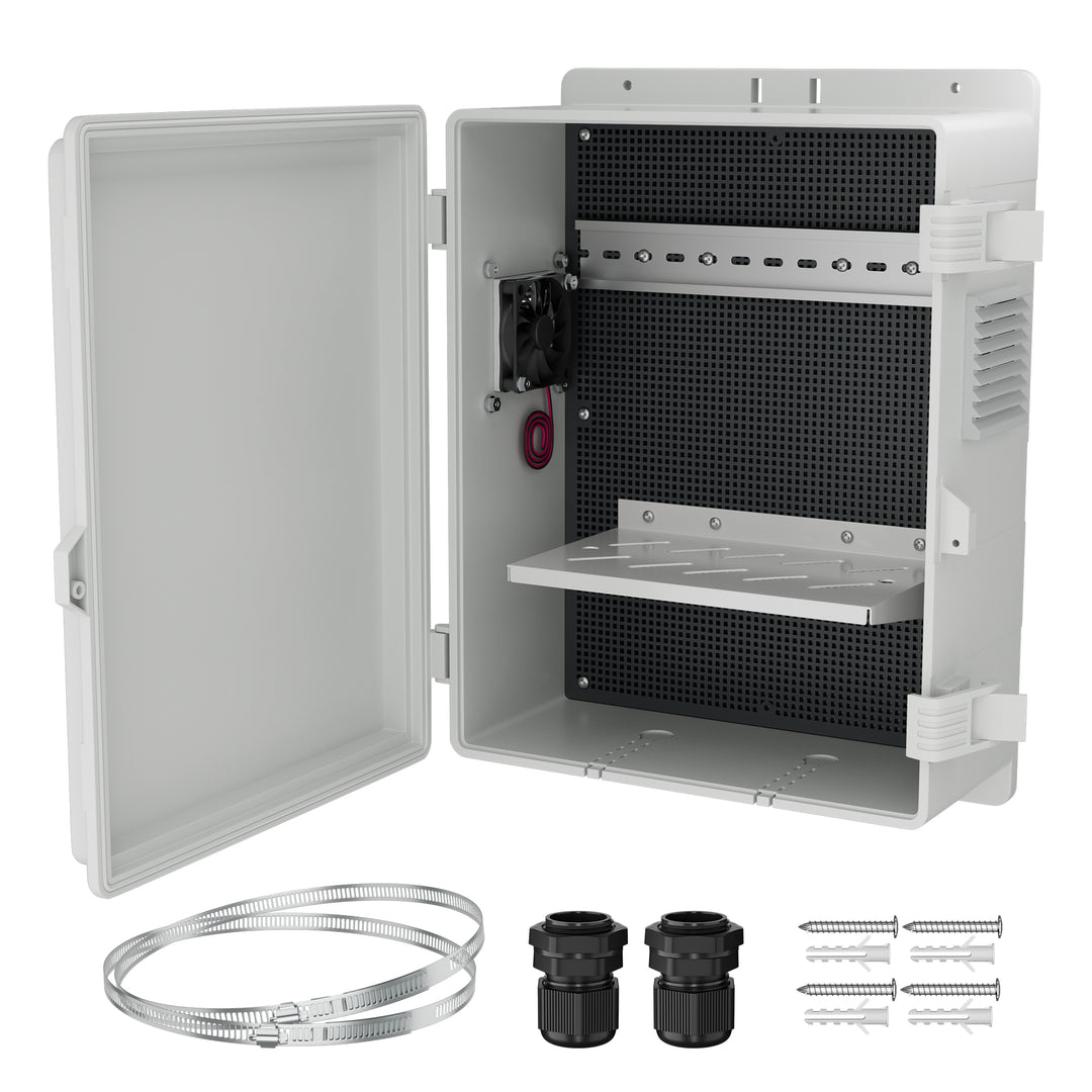 IP66 Fiberglass Electrical Enclosure Box 15.7x11.8x7.9 Wall Mount With Galvanized Back Plate