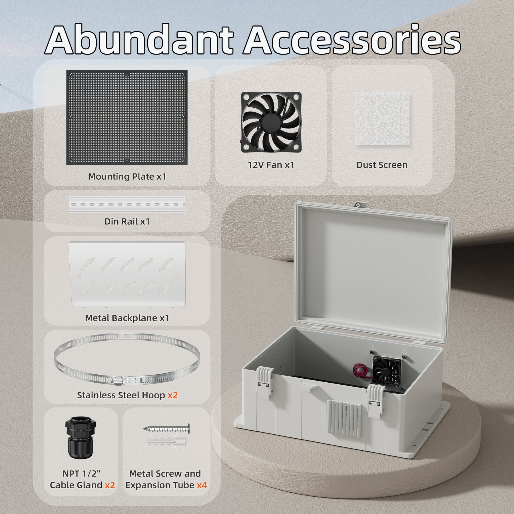 Weatherproof Electrical Vented Outdoor Enclosure Box - 15.7