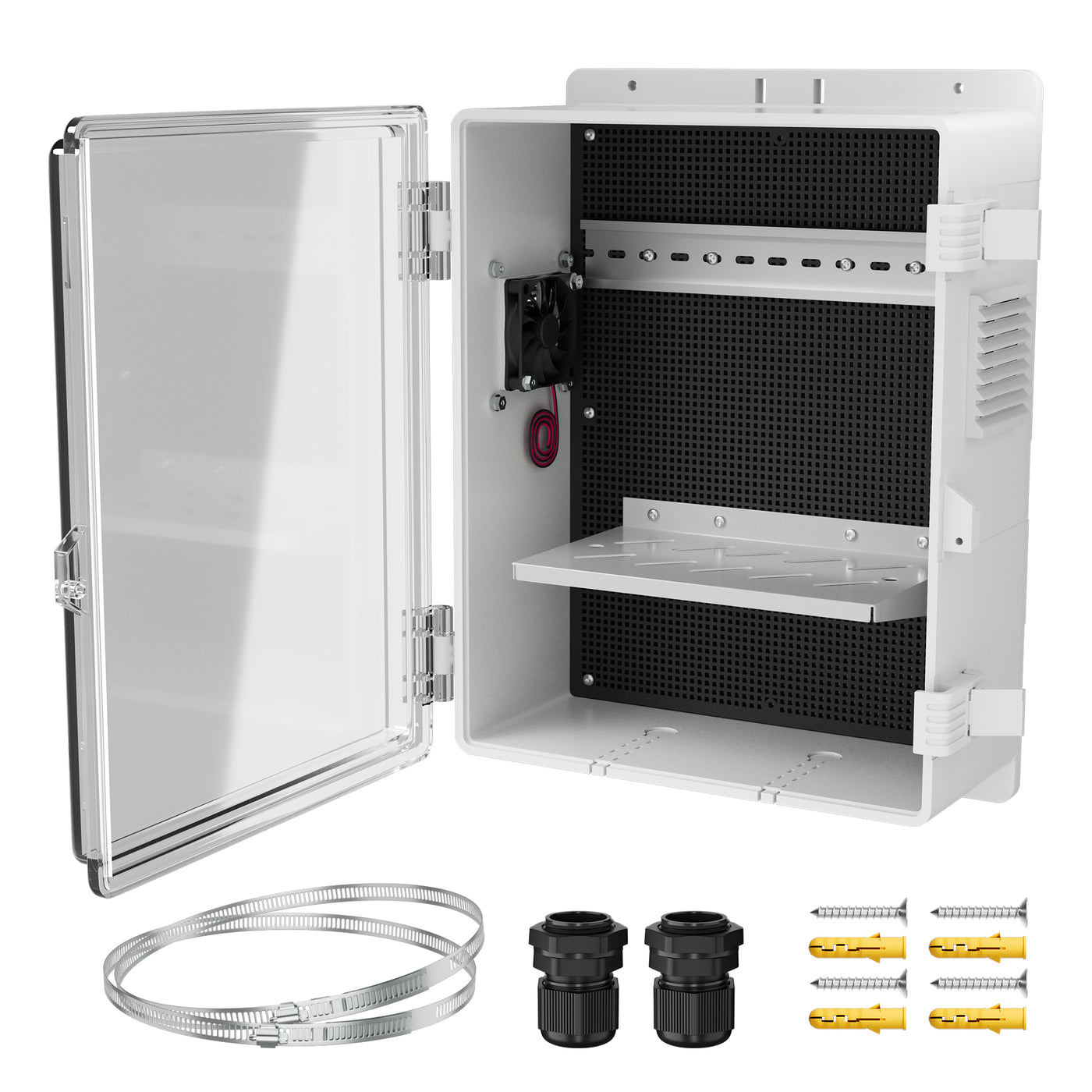 Outdoor Electrical Box with Cooling Fan Weatherproof ABS Enclosure - 15.7"x11"x5.9"