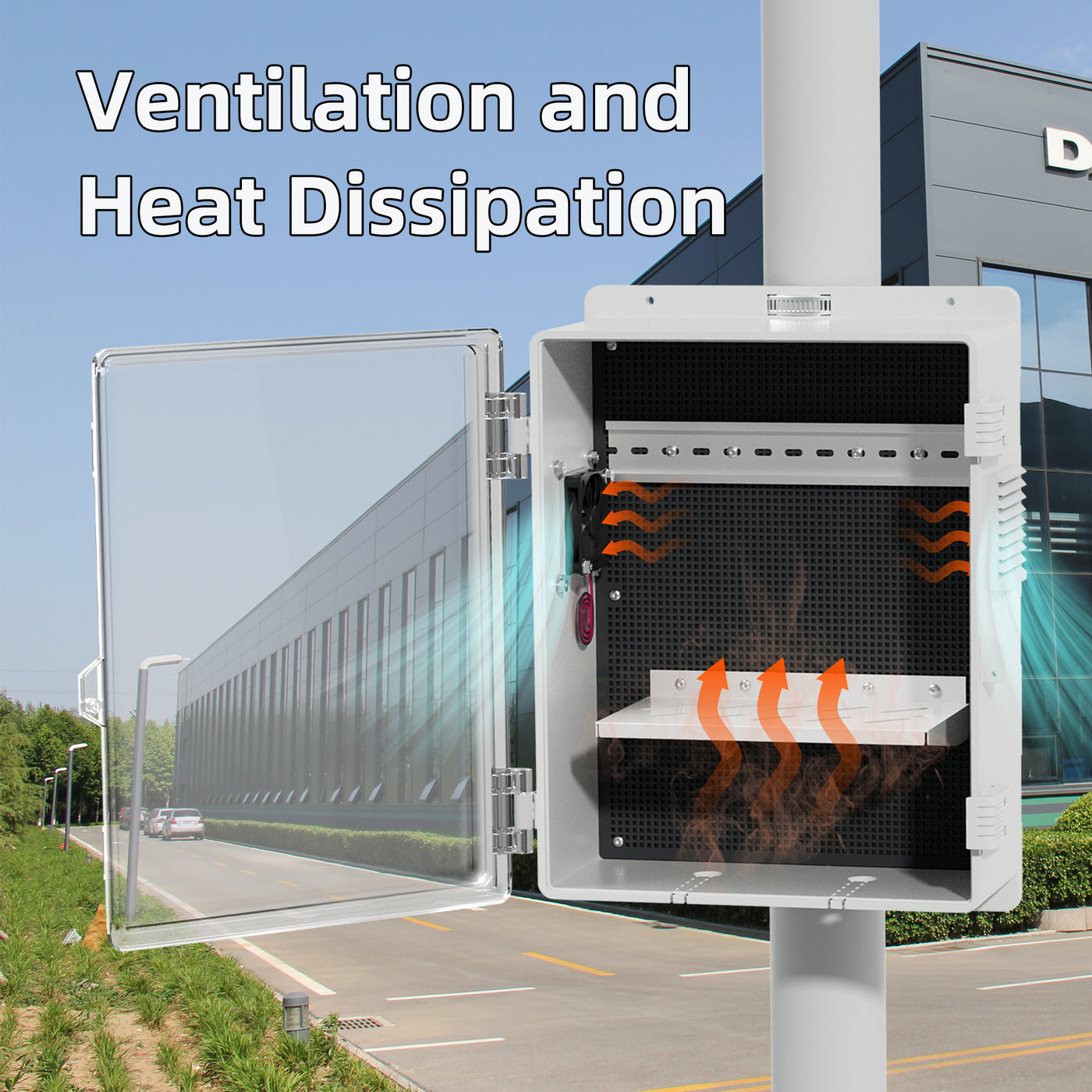 Outdoor Electrical Box with Cooling Fan Weatherproof ABS Enclosure - 15.7"x11"x5.9"
