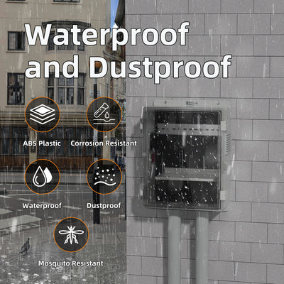 Outdoor Electrical Box with Cooling Fan Weatherproof ABS Enclosure - 15.7"x11"x5.9"
