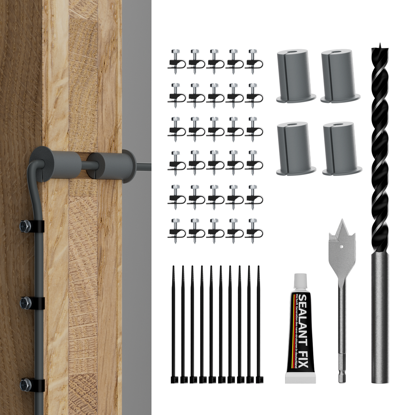 Starlink Cable Routing Kit for Gen 2/3 & Mini | Complete Wall Pass-Through with Drill Bits, Grommets, Clips & Sealant