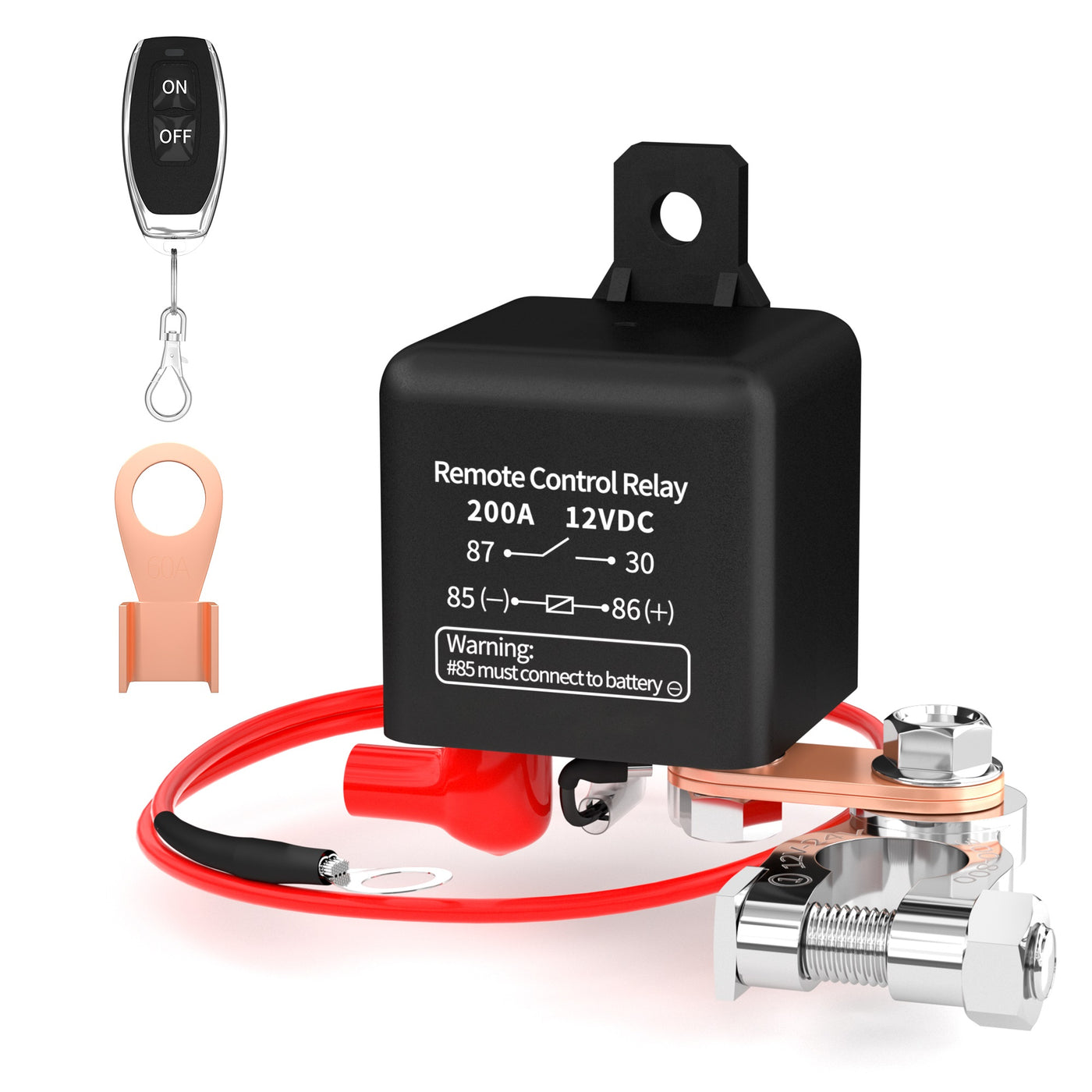 Key Insert Relay 120A/200A 12V Remote Control Relay Isolator Disconnect Battery Switch ...