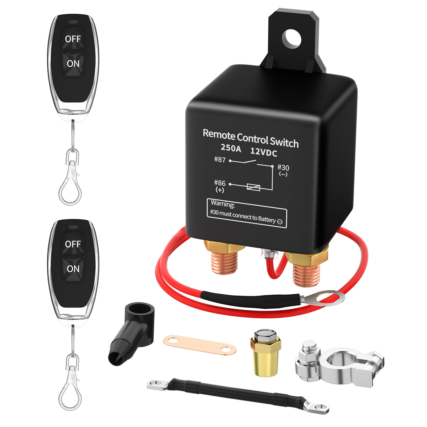 250A 12V Anti-Theft Remote Control Battery Disconnect Switch Kit