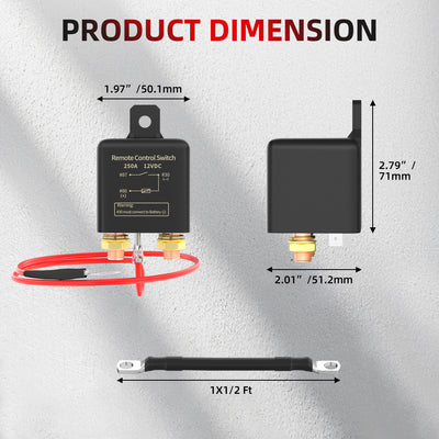 250A 12V Anti-Theft Remote Control Battery Disconnect Switch Kit