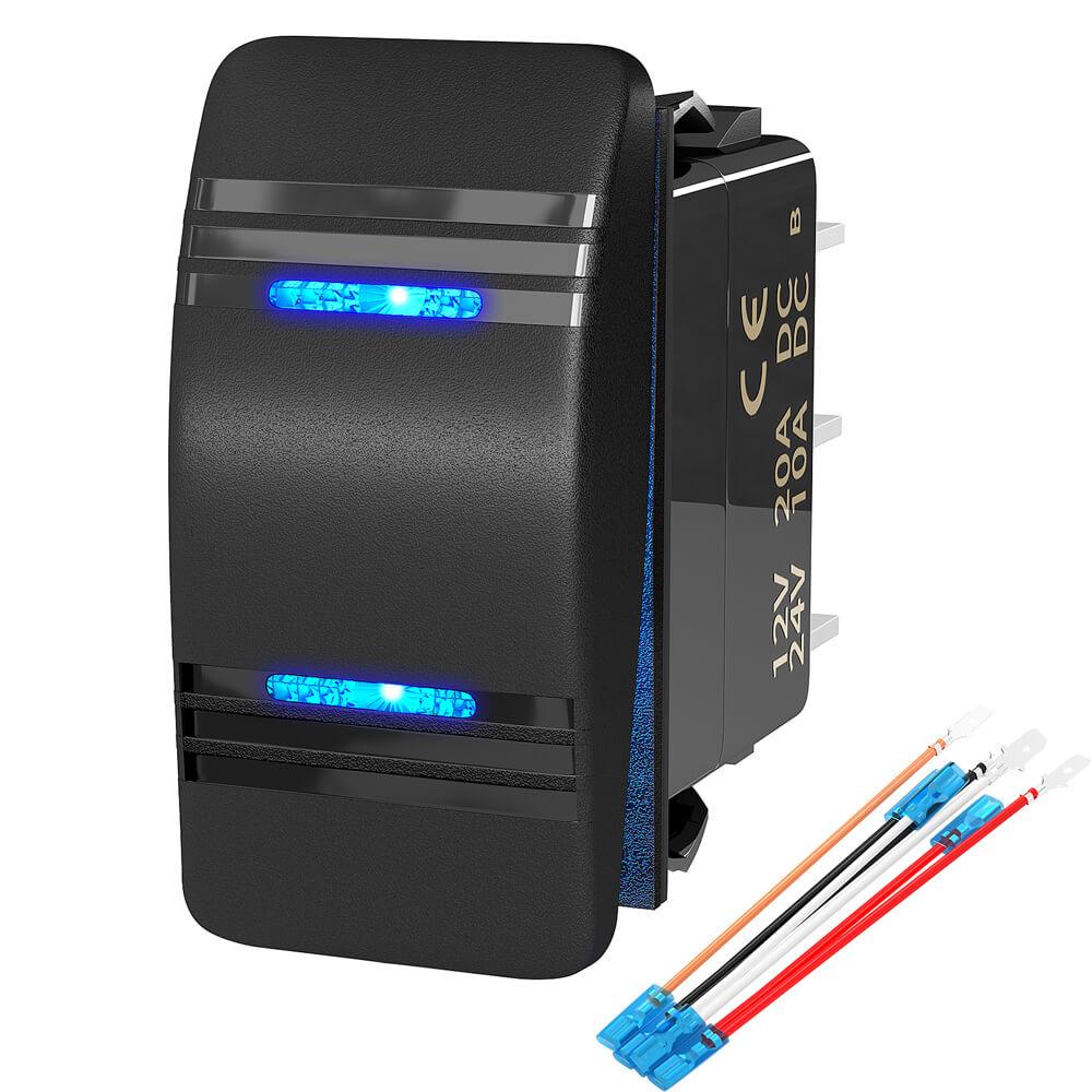 IP65 Marine Boat RV 20A 12V Dual LED ON OFF ON Rocker Switch – DAIER
