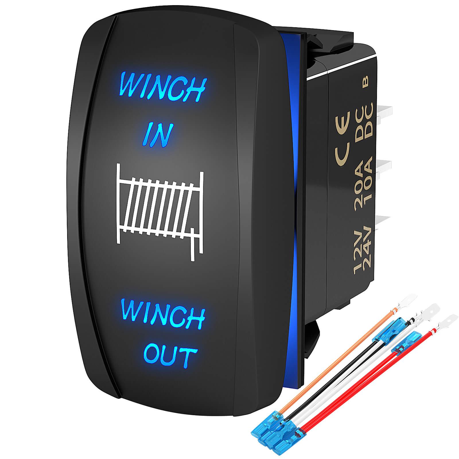 Boat Winch Rocker Switch RV Waterproof DPDT Winch IN Winch Out 3 Way Rocker Switch – DAIER