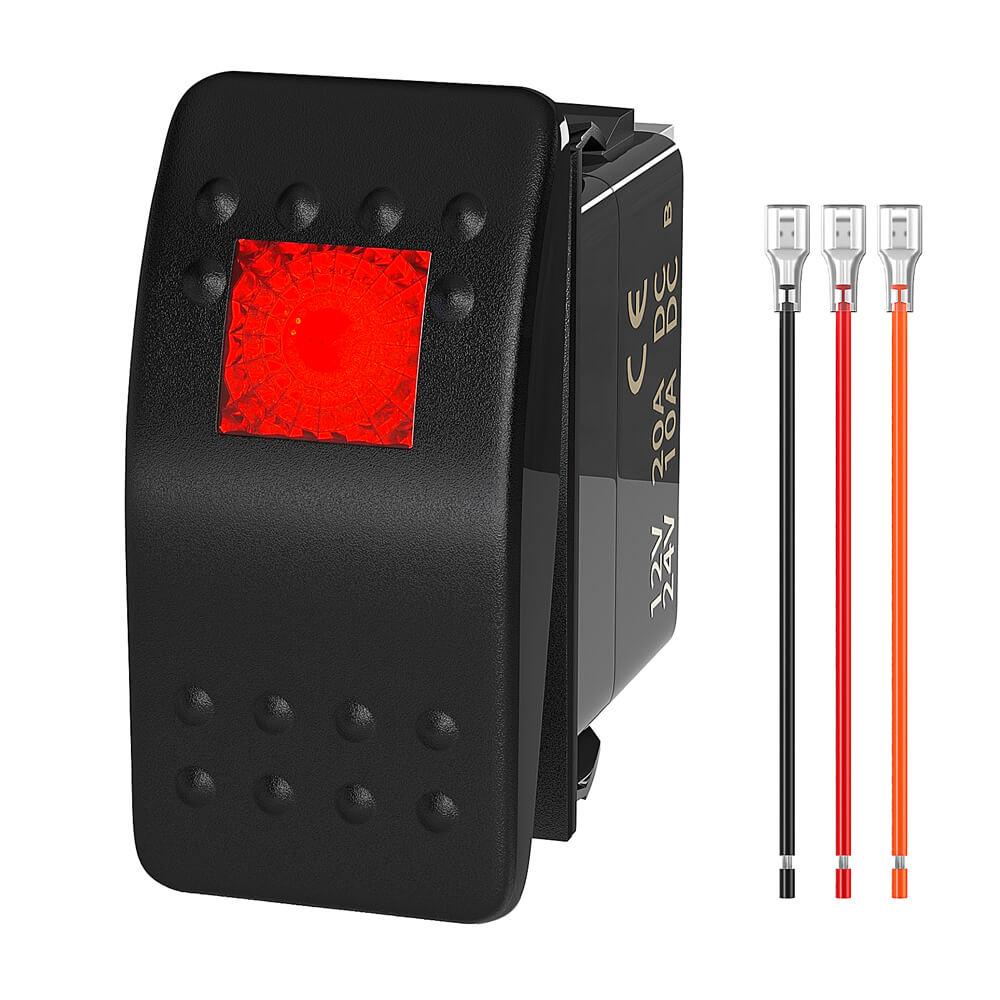 IP65 Marine Boat SPST 3 PIN 12V Lighted UTV Rocker Switch hot sale