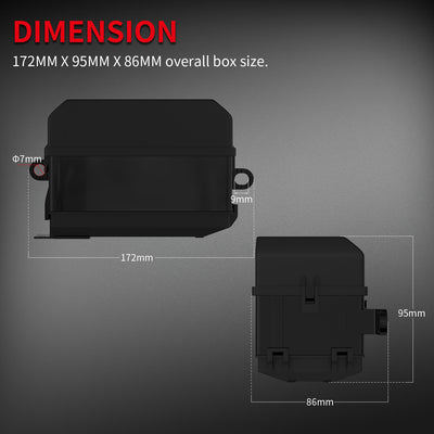 Car 12-Slot 6 ATC/ATO Fuse and Relay Box with Metallic Pins dimension