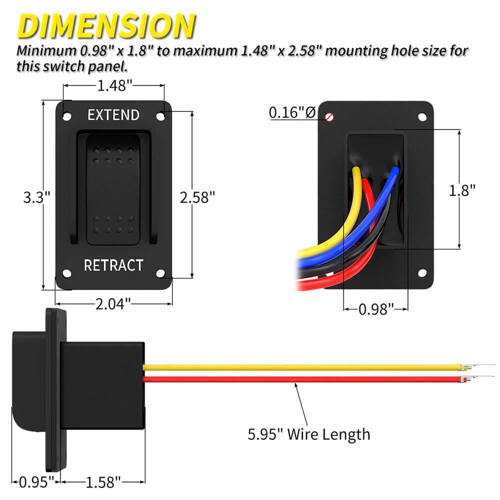 12V 20A Momentary 3 Position Waterproof Extend Retract Switch – DAIER