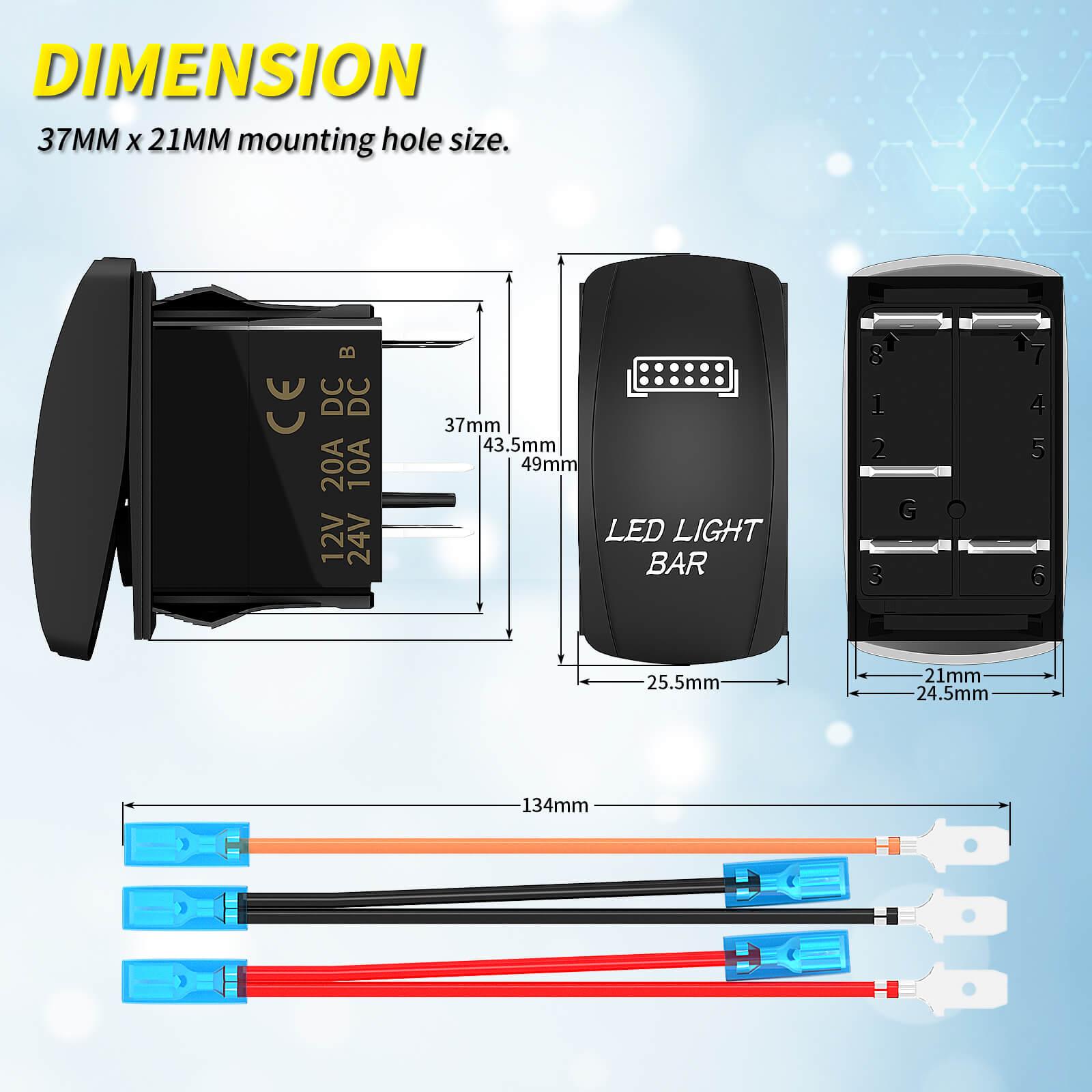 Spst Rocker Switch Led Sealed 12V 20A SPST LED Light Bar Laser 5 Pin Rocker Switch – DAIER
