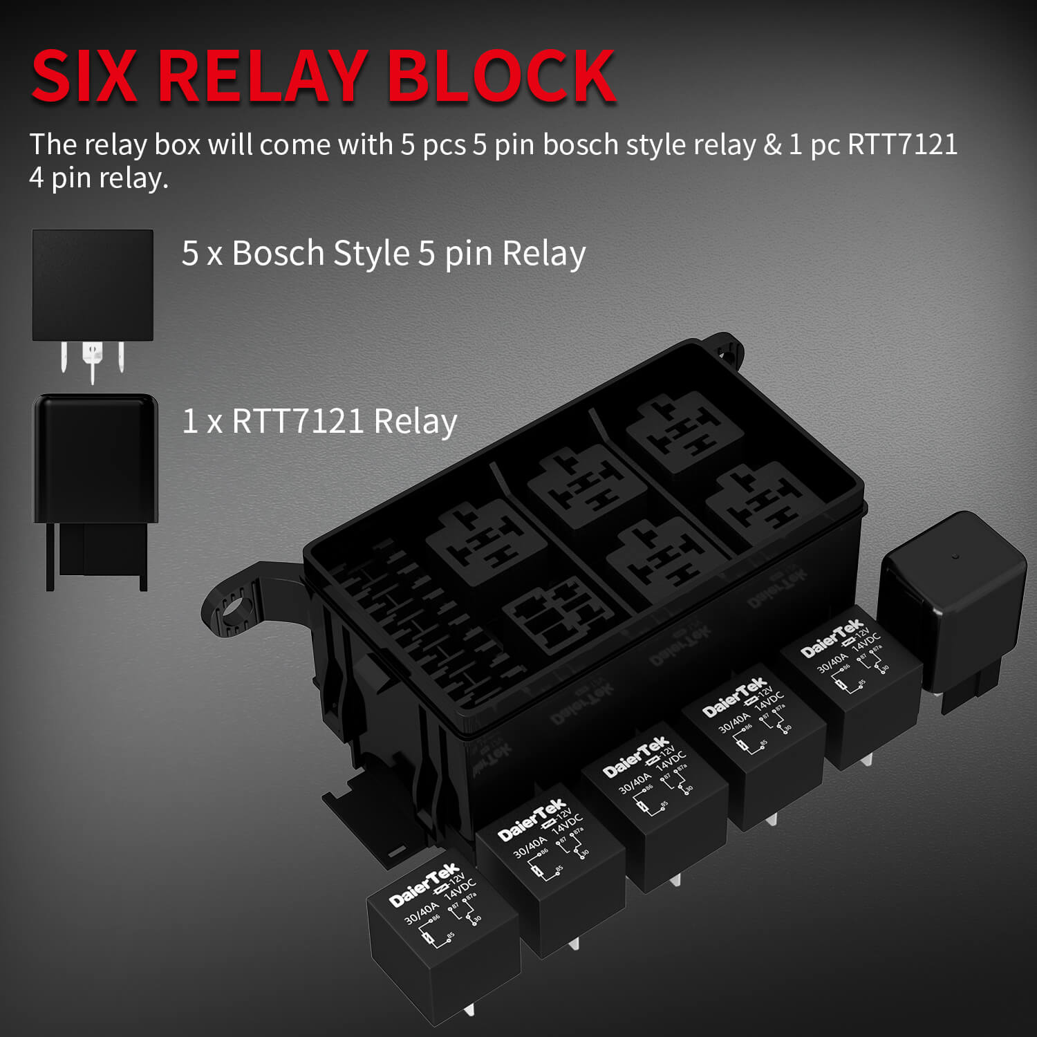 Iztoss 12-Slot Relay Box 6 Relays 6 Blade Fuses - India