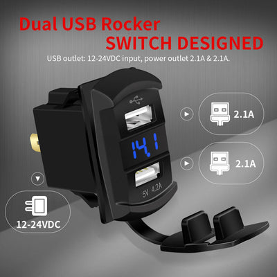 Rocker Switch Style 4.8A Dual Car Charger Marine USB Outlet best sale