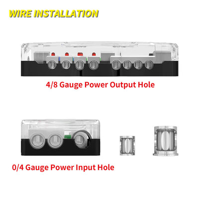 12V 4 Way Car Audio Distribution ANL Fuse Block with Ground wire installation