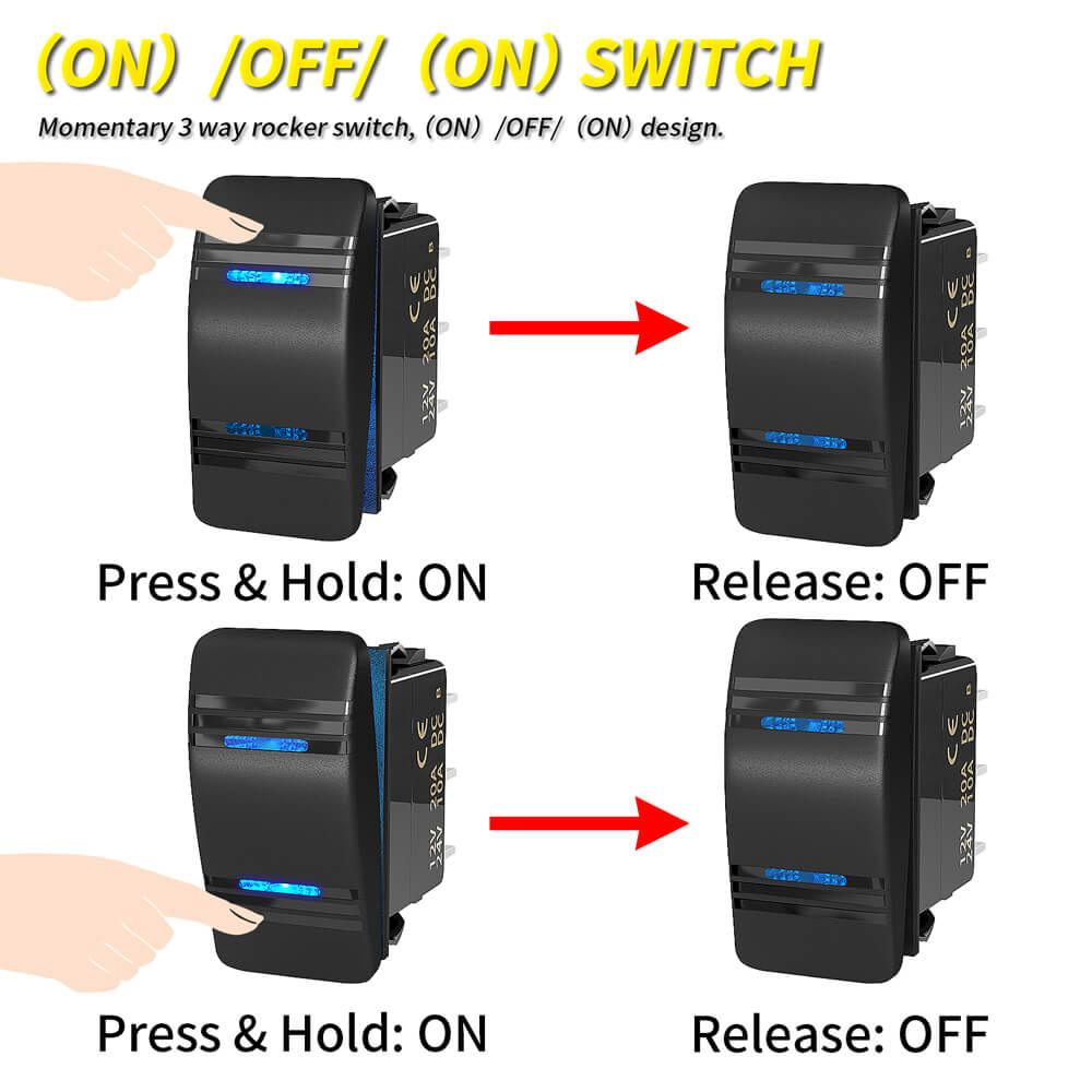 20A 12V 3 Way Dual LED 7 Pin Momentary DPDT Rocker Switch – DAIER