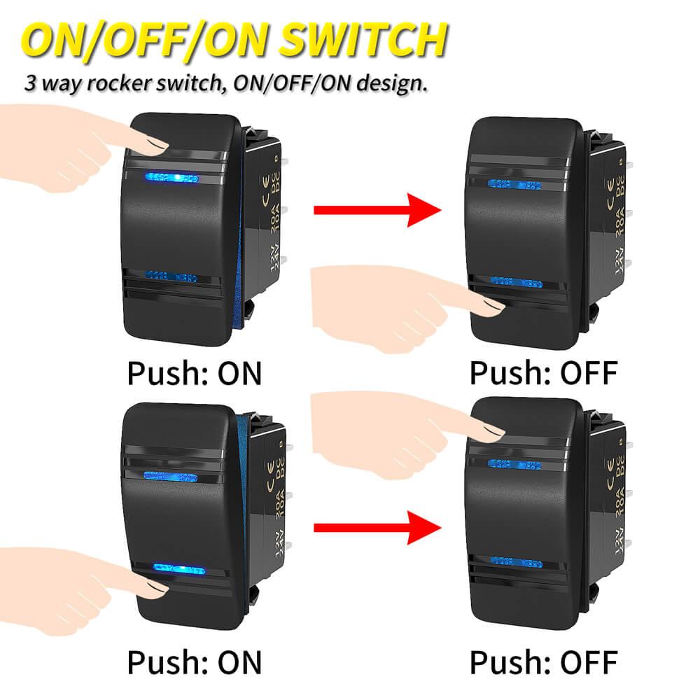 IP65 Marine Boat RV 20A 12V Dual LED ON OFF ON Rocker Switch best price