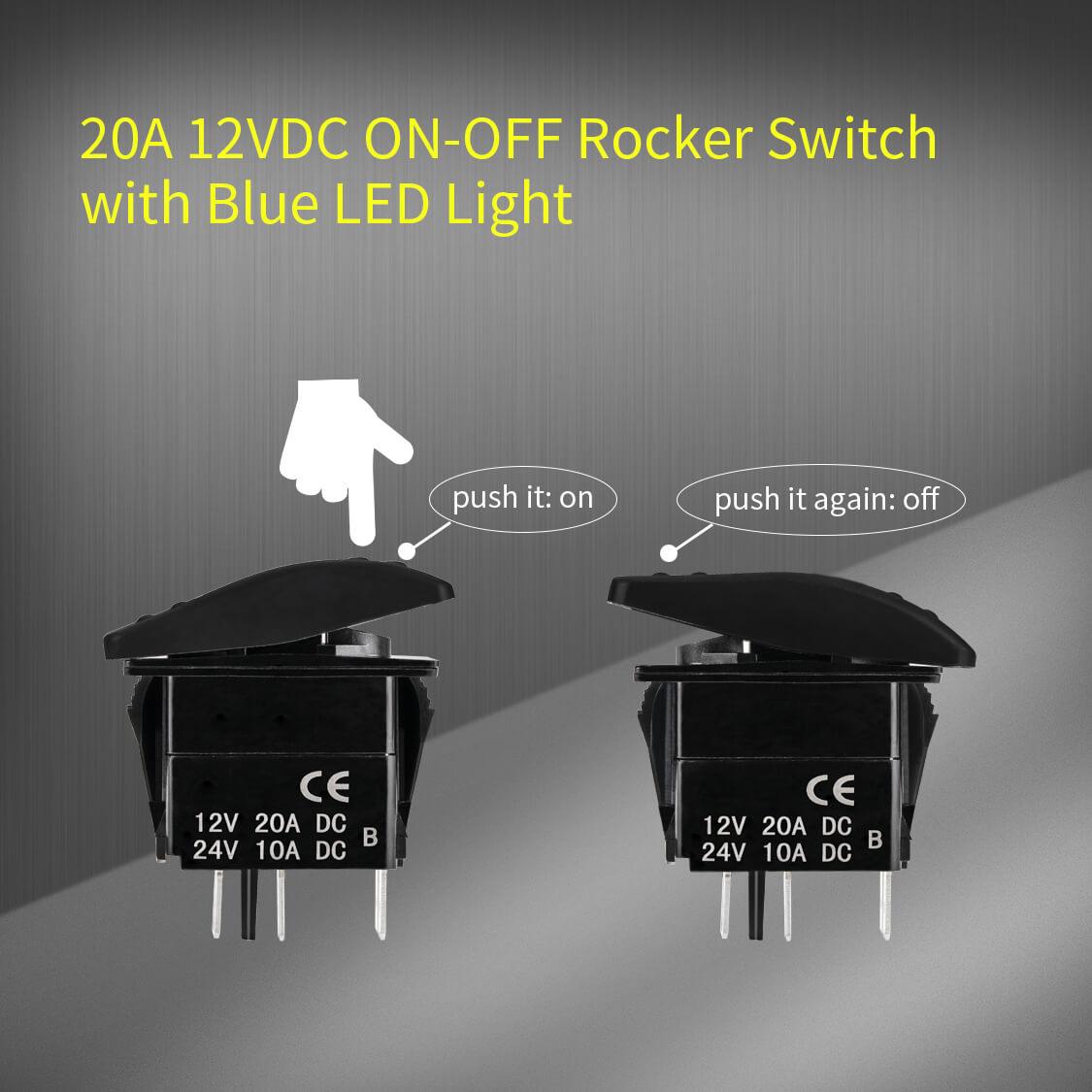 RV Boat 20A 12VDC Dual LED 5 Pin ON OFF Marine Rocker Switch – DAIER