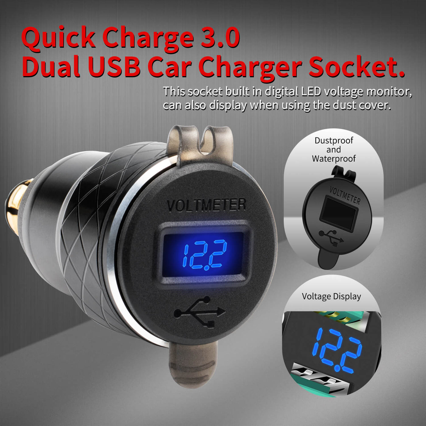 Dual QC3.0 Power Outlet DIN Hella Car Plug to USB Adapter onlinesale