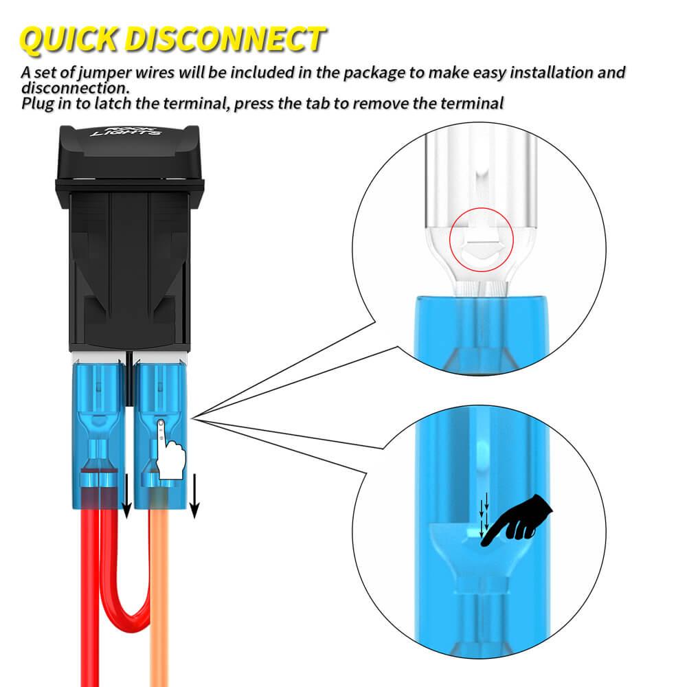 Light Switch Adapter IP65 UTV 2 Way Dual LED Rock Lights Rocker Switches 12V 20A – DAIER