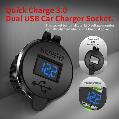 36W QC3.0 Dual Power Port 12V USB Charger quick charge