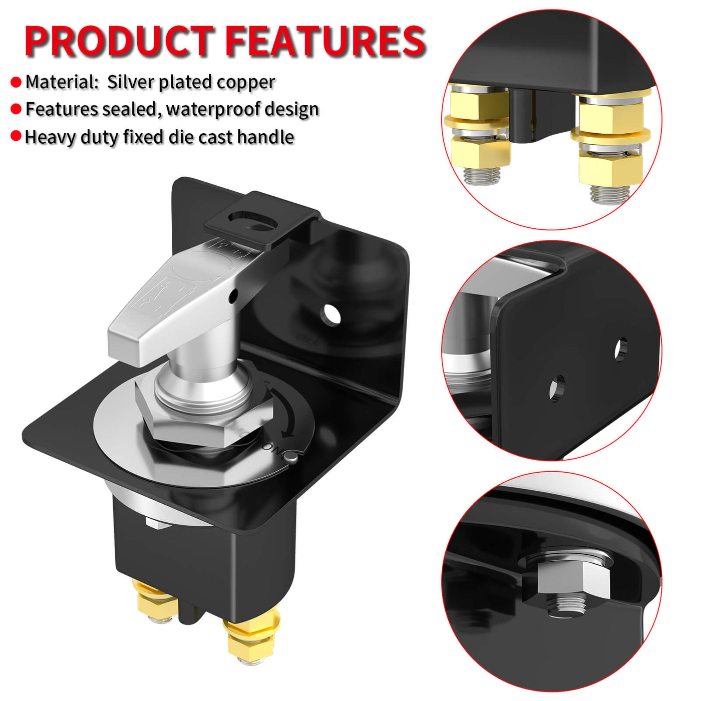 Kill Switch with Lock-out Plate Battery Disconnect Switch product features