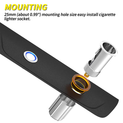 12V Auto Car Cigarette Lighter Socket With Eject Button Plug mounting