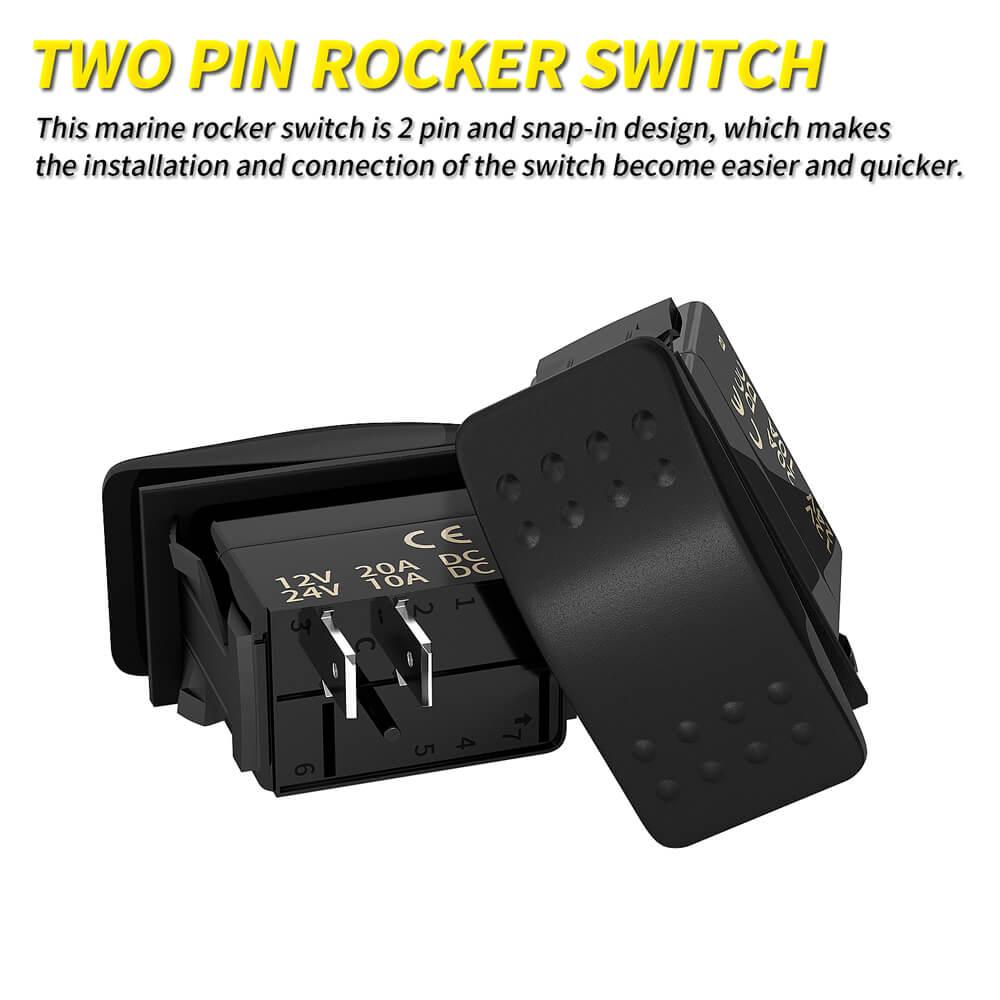 20A 12V RV Waterpoof SPST 2 PIN ON OFF Marine Rocker Switch – DAIER